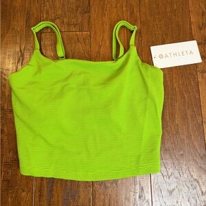 NWT Athleta Lime Scoop Crop Pique Tankini Swim Size S cup D-DD